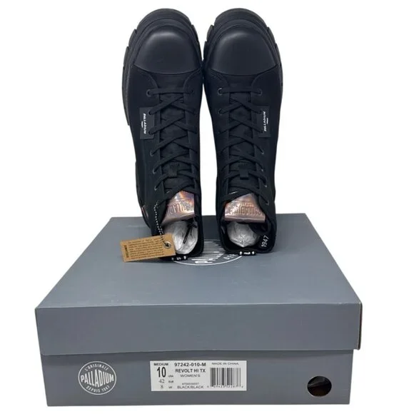 Palladium Women's Revolt Hi TX Boots Size 10 Medium 97242-010-M Black/Black Rugg - Picture 5 of 13
